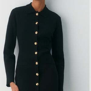 Wilfred Black Mini Dress with Gold Buttons